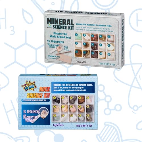 Toysmith STEM Rock & Mineral Science Kit for Kids - 30 Geology Specimens with Viewer, Identification Tools & Testing Tools - Geology Set for Young Geologists, Ages 8+ - style: Toy Rock & Mineral Science Kit Bundle
