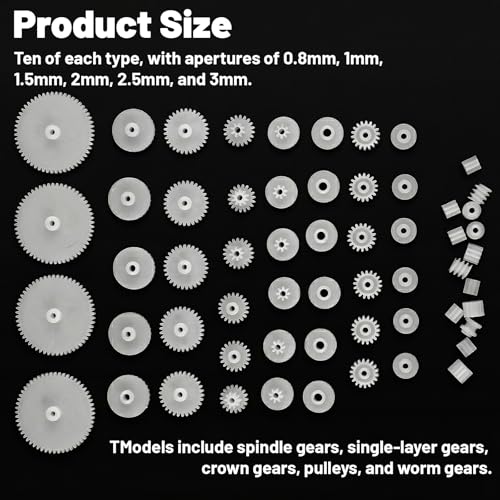 200 Pcs Plastic Gear Set, Single-Gear, Spindle Gears, Small Motor Gears, Model Toy Gear Kit, DIY Gear-Assortment Accessories Set for Model (6 Styles)