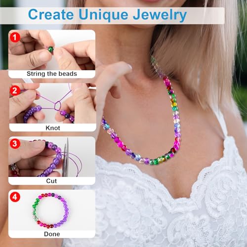 XSEINO About 1200pcs 6mm Green Crack Glass Beads Bracelet Making Kit - color: Mystic Green