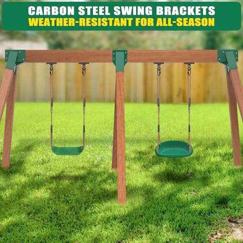 BeneLabel A-Frame Middle Swing Set Brackets with Swing Hangers Heavy Duty Swing Set Hardware DIY Swingset Brackets with Mounting Screw Playset Brackets Kit for 1 (4x6) Beam & 2 (4x4) Legs - color: Middle Bracket With Black Swing Hanger