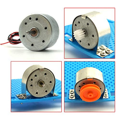 EUDAX Mini Generator Motors 3V-12V DC Motor Electric Motor for DIY Toys Wind Turbine Generator Hand Cranked Power Generator Model (Metal Motor Holder)