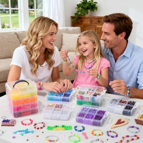 Simetufy 12000Pcs Pony Beads Bracelet Making Kit 48 Colors for Kandi Craft - color: 48colors-12000pcs set
