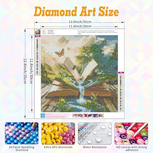 Magic Book Diamond Art Kits for Adults Beginners 14x14 in, DIY Craft Gift - color: DP-US14