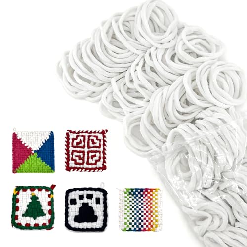 OYACH 7inch Cotton Weaving Potholder Loom Refill Loops,White 160pcs Dyeable - color: White 7" Cotton Loops