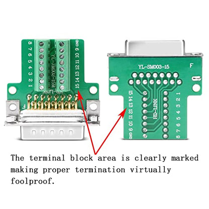 10PCS DB15 Solderless Serial to 15 pin Terminal Female Adapter - style: 10PCS Thin Female