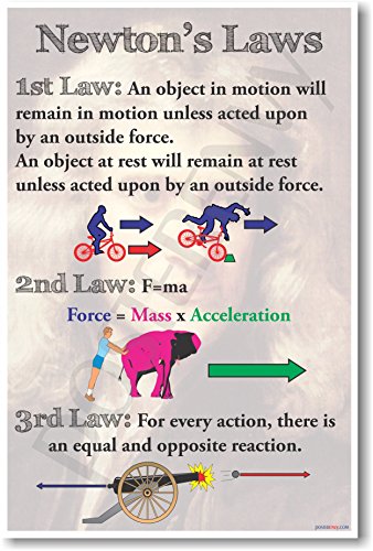 Newton's Laws Physics Science Educational 12"x18" US Made Poster