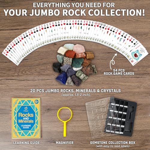 PIBEX Rock Collection Jumbo Kit, 20 Large Raw Rocks & Minerals - style: 20PC Jumbo Edition