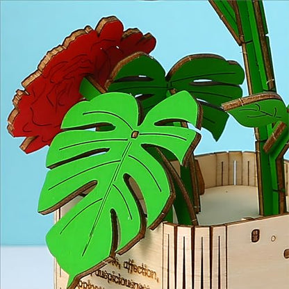 3D Wooden Puzzles Gardening Series Peony Model Building DIY Science Kit Birthday for Adults & Teens to Build Combination - style: Peony
