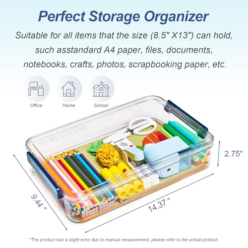 CATOOMUU 16-Pack 9x13 Shallow Flat Clear Plastic Storage Boxes - color: Large-Blue-16packs