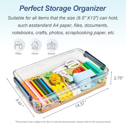 CATOOMUU 16-Pack 9x13 Shallow Flat Clear Plastic Storage Boxes - color: Large-Blue-16packs