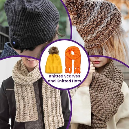 SATUY 4 Pcs Knitting Loom Kit, Scarf & Hat Loom with Crochet Hook & Needle - size: Rectangle 26/36cm+Round 19/29cm