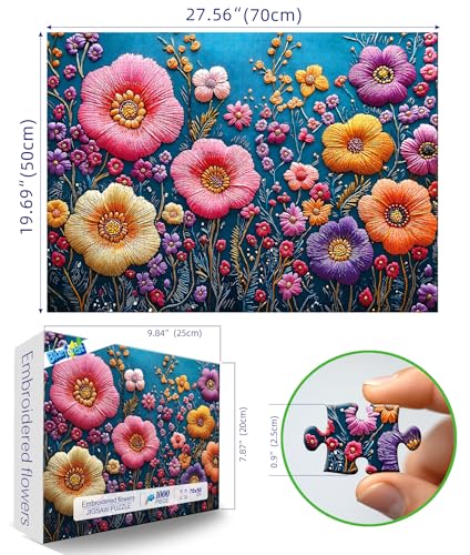 Blueforest 1000 Piece Colorful Embroidered Flowers Jigsaw Puzzle - color: Colorful Embroidered Flowers