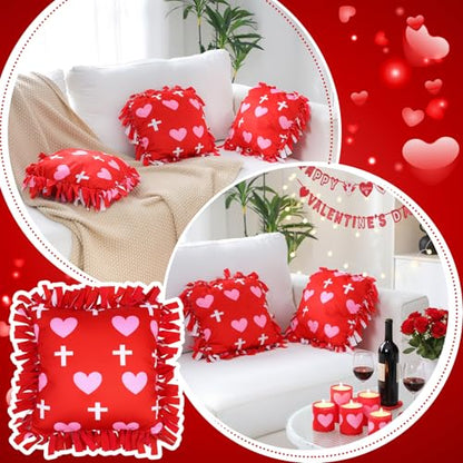 Chunful 6 Sets Valentine's Day Tied Pillow Craft Kit for Adults DIY Heart Religious Cross Pillow Craft Gifts for Valentine's Day Party Decor VBS Favors Giveaways - style: Valentine's Day