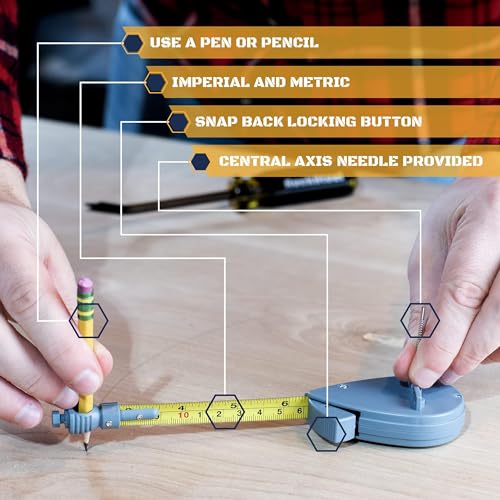 Roto Tape Compass | Rotating Tape Measure Beam Compass, Circle Drawing Tool