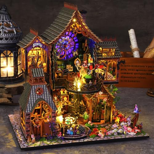 Fifijoy DIY Miniature Wooden Dollhouse Kit, DIY Miniature House Kit for Adults and Teens, DIY Mini Dollhouse Kit (Magic Spirit) - color: Magic Spirit