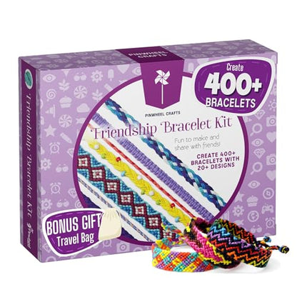 Pinwheel Crafts Friendship Bracelet Kit for Girls 8-12 with 100 Floss - style: Friendship Bracelet Kit-100 Floss
