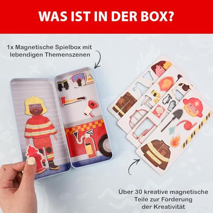Magnetic Puzzle Box for Kids Ages 3-5 Firefighter Travel Puzzle Game - color: Firefighter