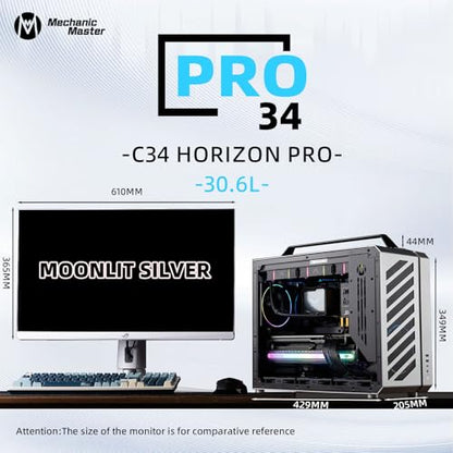 Mechanic Master C34Pro Portable Compact ATX/E-ATX Gaming PC Case Silver - color: Silver