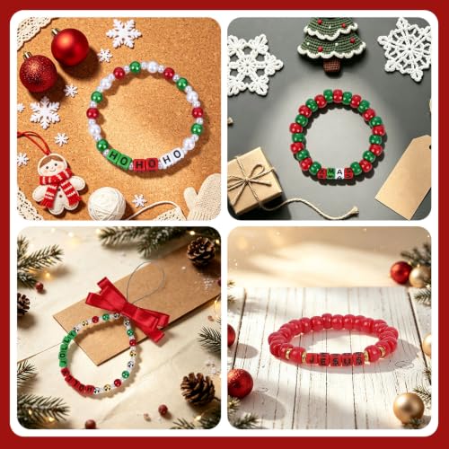 Augshy 1400 Pcs Christmas Letter Beads for Jewelry Making, Alphabet Bead - color: Red Green White