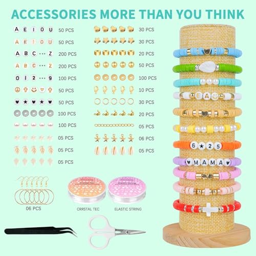 Friendship Bracelet Kit, 14,000pcs 48 Colors Bracelet Making Kit Clay Beads with Number Letter Bead Set Concert Merch Arts and Crafts Gifts for Kids Teen Girls Jewelry Making Supplies Bracelet Maker - color: Rainbow color
