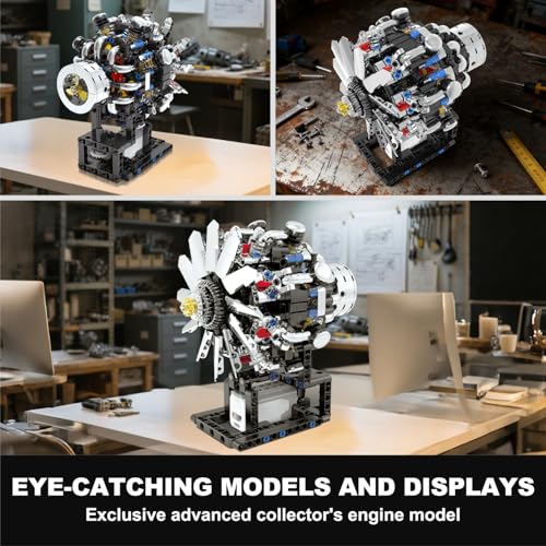 Turbojet Engine Building Set, Aircraft Engine Model kit that Run, Build Your Own Mini Aircraft Model Engine Kit with Motor, STEM Mechanical Physical Science Educational Toys for Kids Adults (558 PCS) - color: Turbojet Engine Building Set
