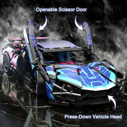 1:14 Race Car Building Sets with LED Light for Adults Men Boys 8+ - style: Static Car with LED