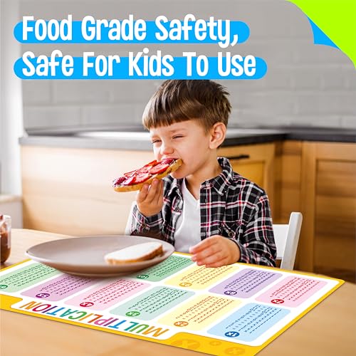 6 Pack Placemats for Kids, Non-Slip Washable Table Mat, Reusable Subtraction, Multiplication, Fraction, Addition, Division Placemats for Home, Kindergarten, Classroom, Nursery - style: Mathematics