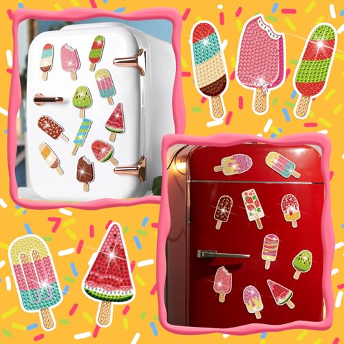 Remuuly 30 Pcs Ice Cream Diamond Painting Magnets Diamond Art Kit for Adult - color: Ice Cream