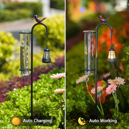 Hummingbird Rain Gauge Outdoor, Solar Rain Gauges - color: Street-Lamp