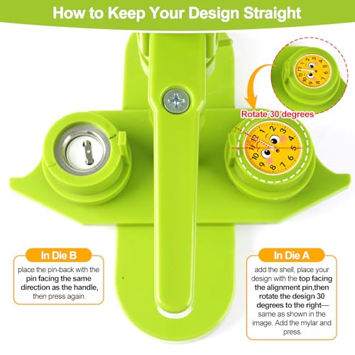 Button Maker Machine 25mm (1 in) DIY Gift, Installation-Free Pin Maker Machine, Pin Badge Button Press Machine with Free 500pcs Button Parts&100pcs Pictures&Circle Cutter(Green) - size: Round 25mm (1 inch)