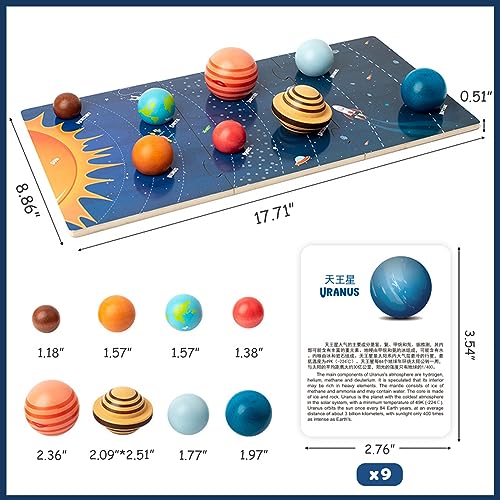 Wooden Solar System Puzzle for Kids Montessori Toys 3D Space Planets Models