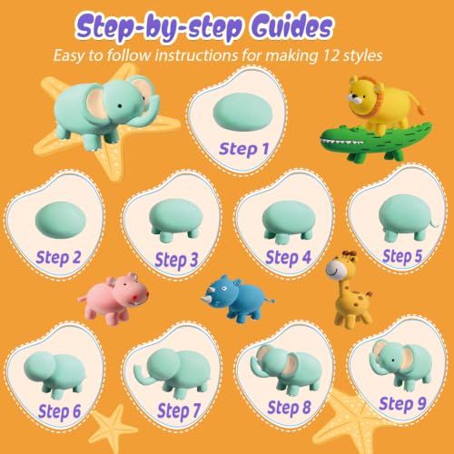 Both idea Air Dry Clay Kit Air Clay Kit Air Dry Clay Kits for Kids Air Clay Craft Clay Set Molding Foam Soft Air Dough Clay Craft for Classroom DIY Projects Brthday Gifts Party - style: Wild Kingdom