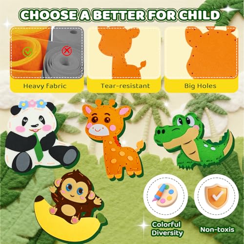 powerful xishan Sewing Kit for Kids, Animal Felt Craft for Kids Ages 5-8 - color: Animal Green