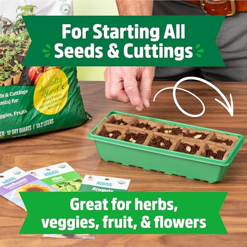 Back to the Roots 10-Cell Greenhouse Germination Kit | Includes Biodegradable Pots & Vented Greenhouse Lid | Made from 75% Recycled Plastic, 3 inches (Pack of 12) - size: 3 inches (Pack of 12), style: 10-Cell Germination Kit