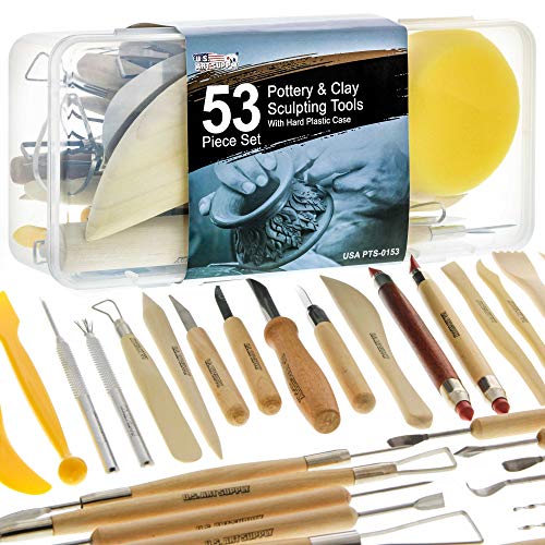 U.S. Art Supply Pottery & Clay Tools Set (53-Piece) - size: 53-Piece with Plastic Case