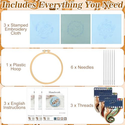 Mindsoft 3 Set Needlepoint Kit for Beginners with Hoop,Otter - style: Otter