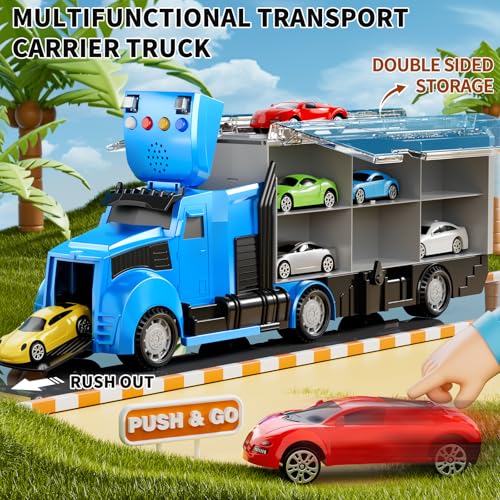 NIPLOOOW Racing Trucks Toy Set with Play Mat, Carrier Truck Play Vehicles Set for 3 4 5 6 Years Old Boys Kids, Die-Cast Car Toy for Toddlers 3-4 Years, Birthday Gifts Toys for 3-9 Year Old Boys - style: Racing Car