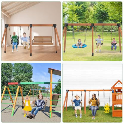 SELEWARE A Frame Swing Set Brackets for 4x4 Legs and 4x6 Beam - color: 1 Middle Bracket + 4 Swing Hangers