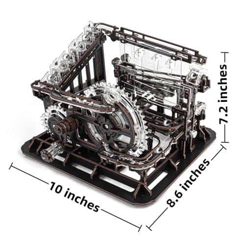 3D Wooden Puzzle Marble Run Mechanical Model Kit with LED Lights for Adults - style: Marble Run with LED Light