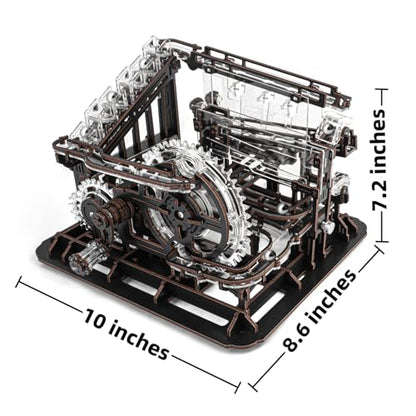 3D Wooden Puzzle Marble Run Mechanical Model Kit with LED Lights for Adults - style: Marble Run with LED Light