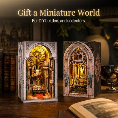 MiniCity 2-Piece Book Nook Kit Set, 3D Wooden Puzzle Bookshelf Insert Decor - color: Duomo Di Mliano & St. Charles Church