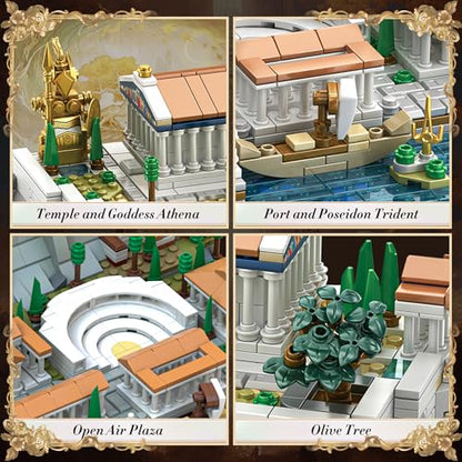 SpblastB Architecture Acropolis of Athens Building Blocks Set, 1988 Pieces Landmark Collection City Building Kit, Display Model Kit and Home Decor Gift Idea for Adults, Architects
