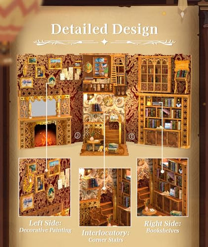 Cutefun Book Nook Kit Library - DIY Miniature Booknook Kit for Adults