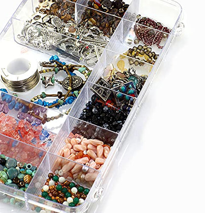 Exptolii 18 Grids Plastic Organizer Box with Dividers, Clear Compartment Container Storage for Beads Crafts Jewelry Fishing Tackles, Size 7.9 x 6.2 x 1.2 in - size: 1x 18 Grids
