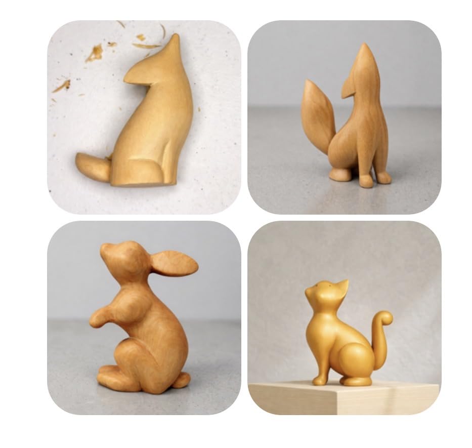 SamanArtworks Wood Carving Kit for Beginners, 4 Pre-Cut Basswood Animal Projects with Step-by-Step YouTube Tutorials, DIY Whittling Craft Kit for Adults & Teens