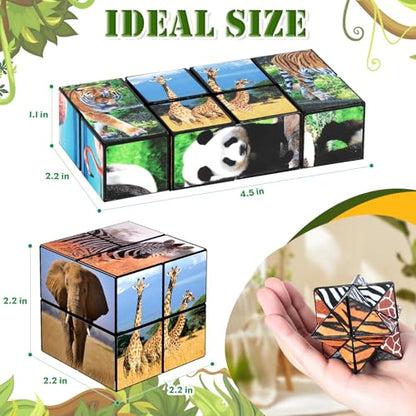 Euclidean Cube Fidget Toys for Kids 2 in 1 Star Cube Magic Cube Puzzle Toys - style: Wild Animals