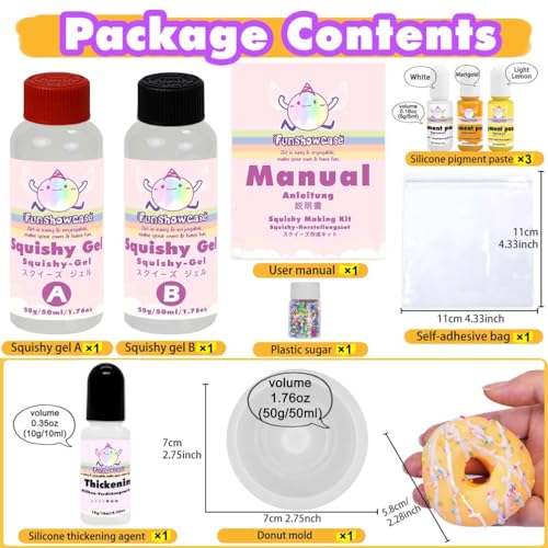 Taba Squishy Maker Kit Gel+Donut Silicone Mold+Pigment+Sprinkles - color: Donut