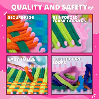 TIKKYFUN Weaving Loom Kit for Kids 2-Person Craft Set with 2 Loom Frames, 288 Loops, 12 Yarn Colors, Potholder Making Kit, Creative DIY Arts & Crafts for Girls Ages 6-12