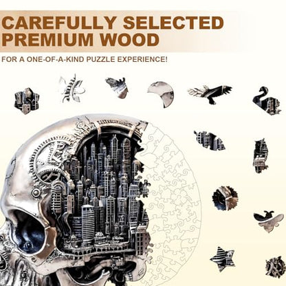 City Skull Puzzles Adults Gifts Wooden 175 Pieces 11.4 * 10.5in - color: City Skull, size: Medium
