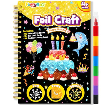 FUNNYB&G Foil Art Craft Kit for Kids, Sparkly Birthday Gift Toy for Kids - style: Happy Birthday